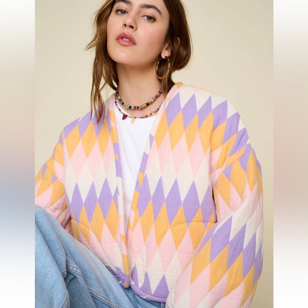 Xirena Rhys Quilted Blouson-Sleeve Jacket patchwork